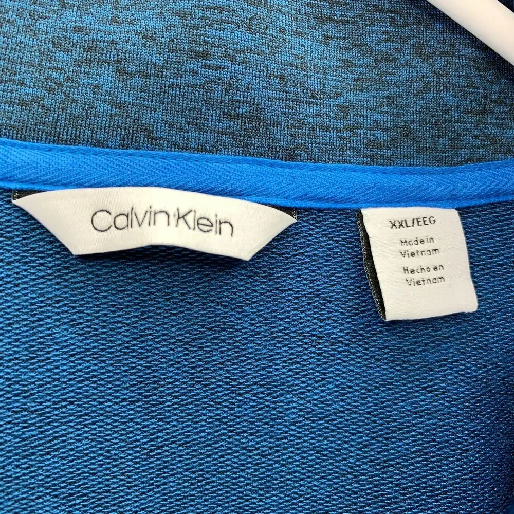 Calvin Klein Mens 1/4-Zip Polyester Blend Pullover Sweater Blue 2XL